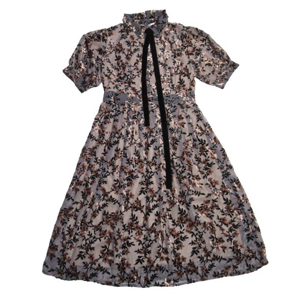 Ivy City Co Dresses & Skirts - NWT Ivy City Co Delaney in Black Floral Velvet Flocked Burnout Midi Dress L